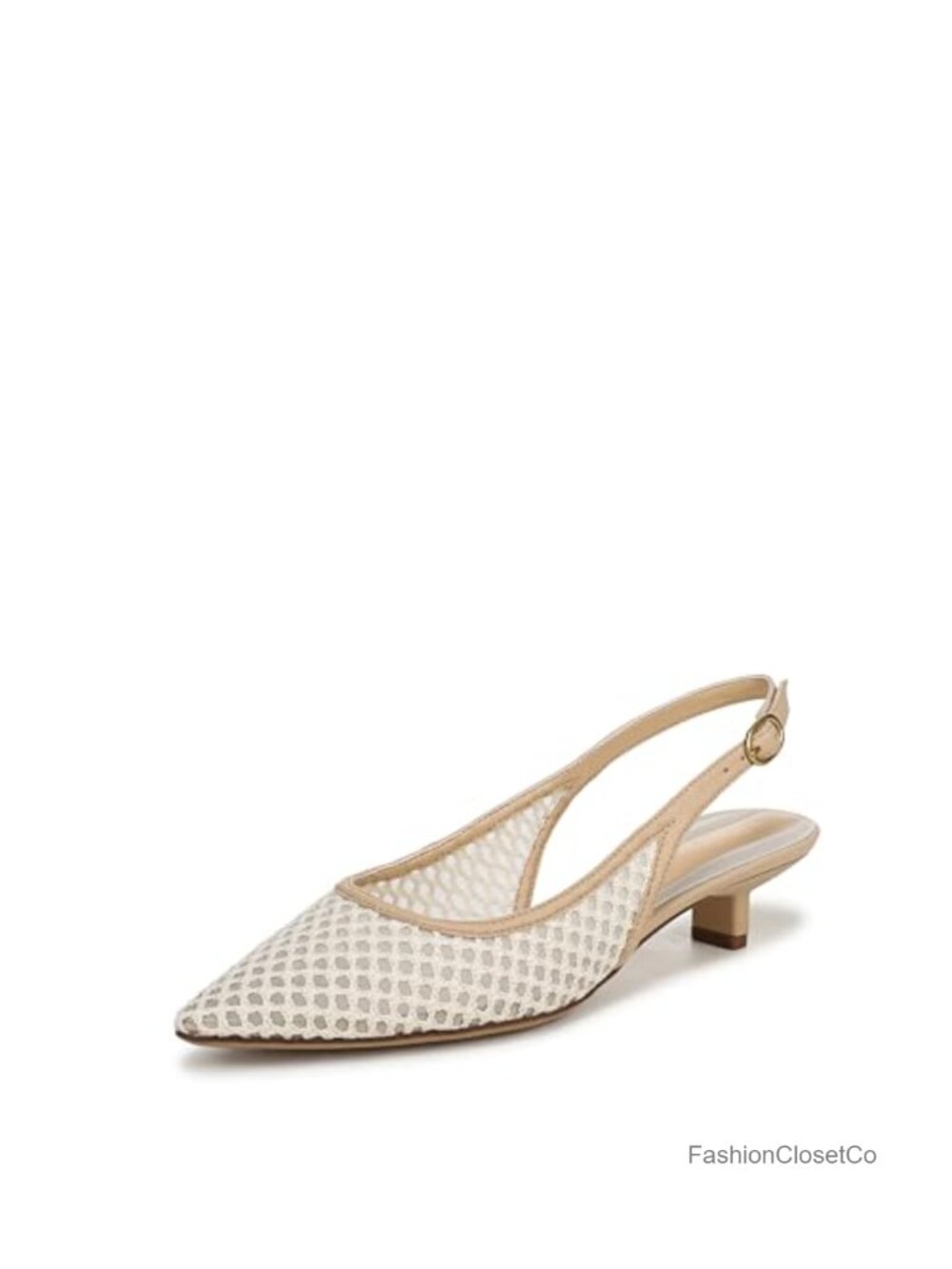 Slingback Pump with Sculpted Kitten Heel and Pointed Toe